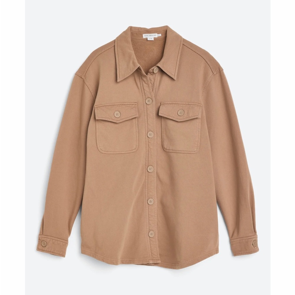 Good American Fleece Shacket / OverShirt in Tan - Size Medium/Large